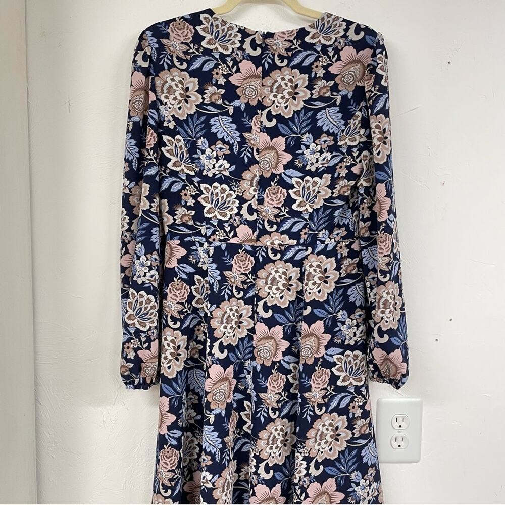 Eliza J Blue Pink Floral Long Sleeve Midi Dress Womens 6 Prairie Cottage Core - Picture 11 of 13